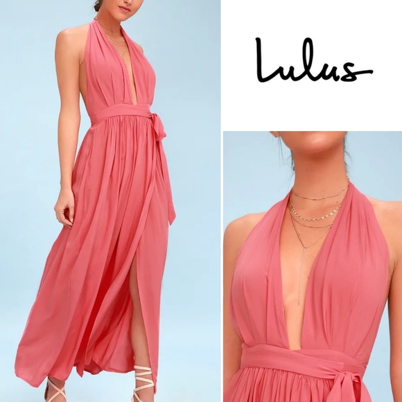 Lulus Dresses & Skirts - NWT Magical Movement Coral Pink Wrap Maxi Dress
